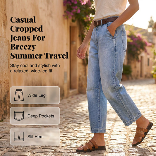 👖 REDUCERE DE 50% PENTRU O PERIOADĂ LIMITATĂ! ✨ Blugi cropped pentru femei – talie înaltă, croi larg, stil vintage ✨