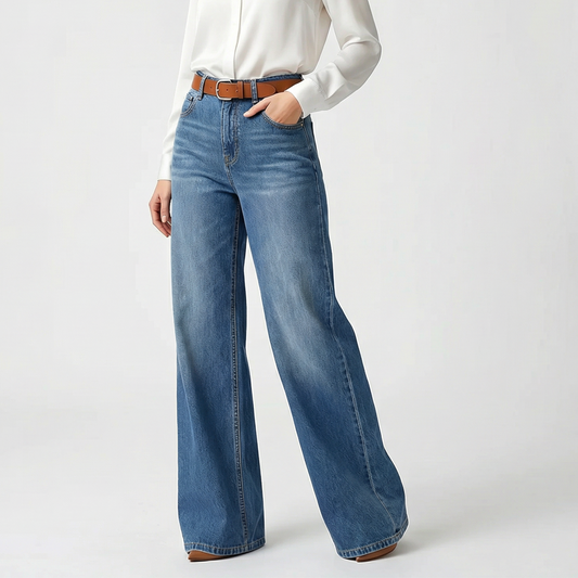 👖Reducere de 40%! ☀️Blugi Denim cu Talie Înaltă și Picior Larg pentru Femei