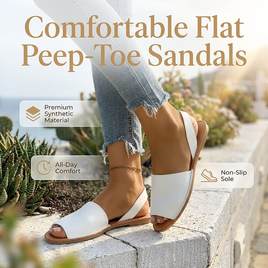 Women's Peep-Toe Slingback Flat Sandals