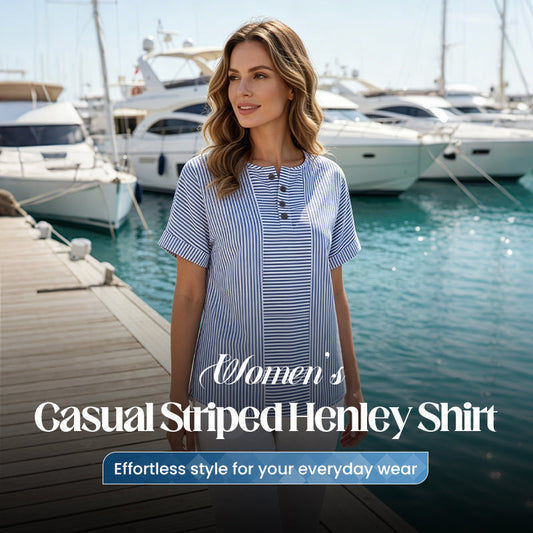 👕Cămașă Henley cu dungi, casual, pentru femei🔥