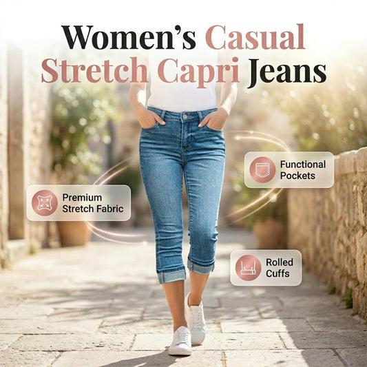 😍Pantaloni Capri pentru femei, talie înaltă, elastici, casual👖