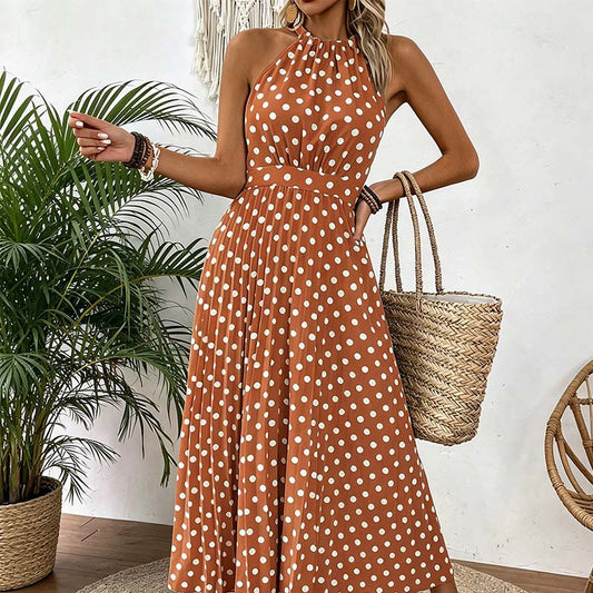 ❤️👗Rochie pentru femei cu buline și guler halter🛍️