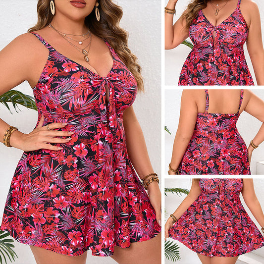 👙Noua Sosire 30% REDUCERE! ☀️Rochiță de baie mini cu bretele subțiri & Fundă triunghiulară pentru femei Set Mărimi Mari