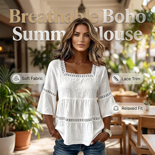 👕🍃Bluză elegantă de vară cu guler pătrat😍