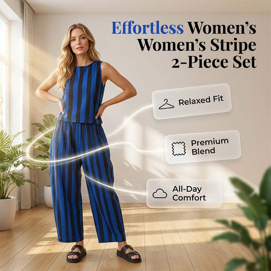 👕👖Set de 2 piese: Top și Pantaloni cu Dungi pentru Femei☁️🛍️