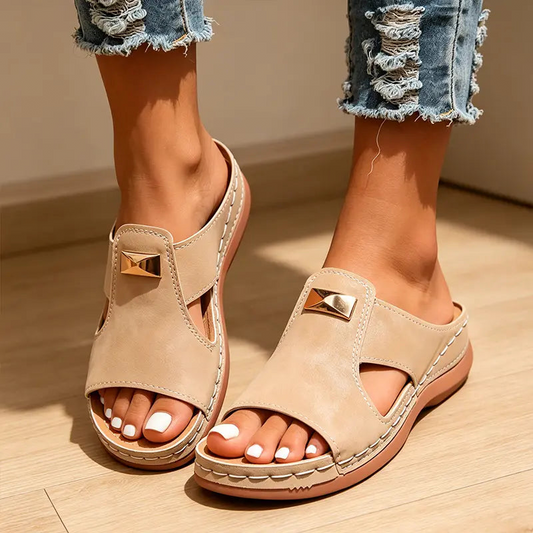🌬️☁️Sandale cu toc pană și vârf decupat pentru femei, stil elegant 👡