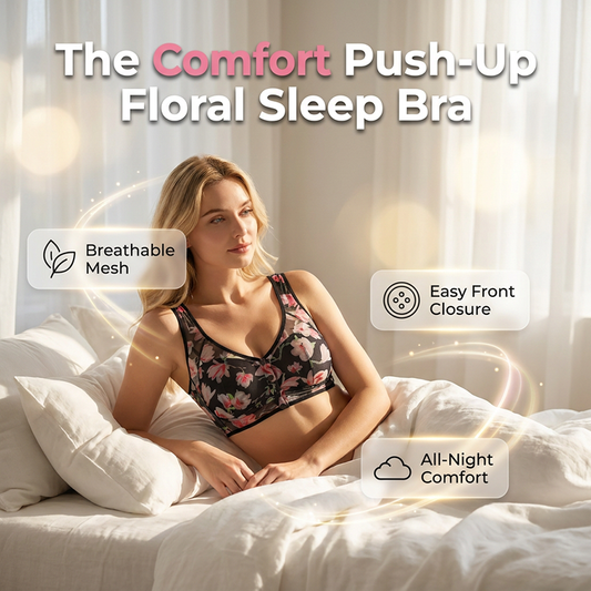 💓🛍️【Cu 19 lei în plus, primești încă unul】Sutien confortabil cu bandă lată, model floral, cu închidere în față🌺😴