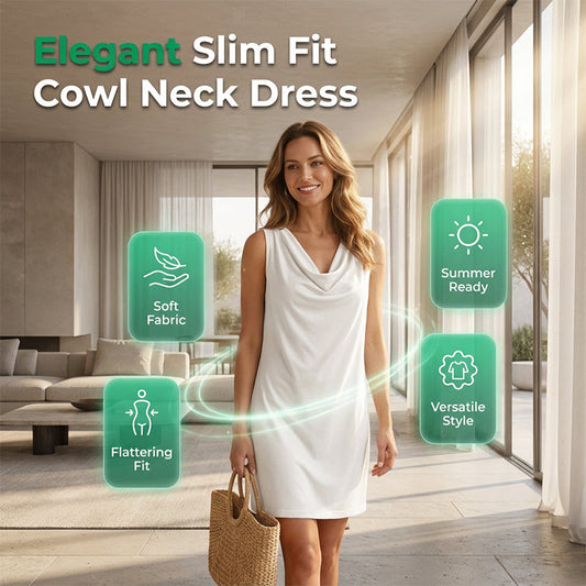 👗 O rochie elegantă și vaporoasă, cu croială ajustată și guler tip pelerină — fără mâneci, cu buzunare laterale, ușor de asortat ✨