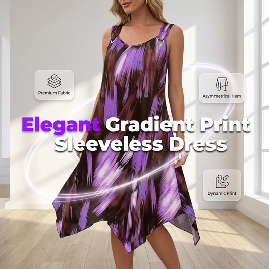 💜S-5XL😍Rochie elegantă fără mâneci, cu imprimeu gradient👗