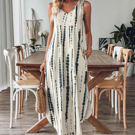 👗Rochie elegantă pentru femei, fără mâneci, cu decolteu în V, lungă până la podea✨