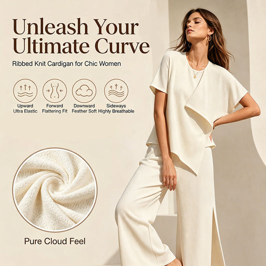 👗Set de top asimetric pentru femei și pantaloni largi cu fante – Co-ord elegant de impact ✨