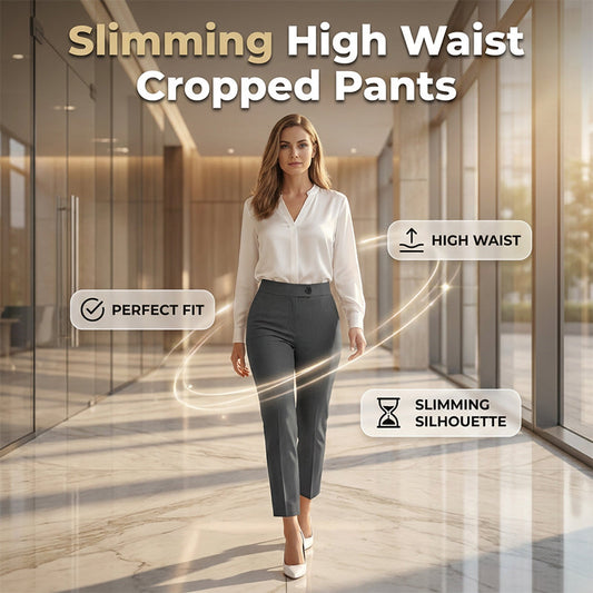 Pantaloni de costum croiți, cu talie înaltă, pentru femei