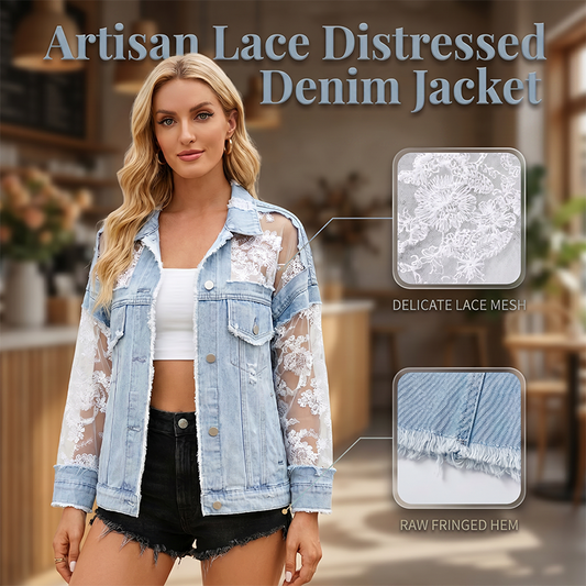 ☀️Protecție solară și eleganță într-o singură piesă😍 Această jachetă din denim are manșete elegante și respirabile din dantelă ajurată🔥