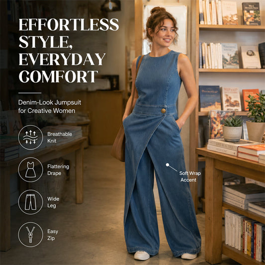 ⌛Ofertă limitată — Salopetă din denim pentru femei, fără mâneci, cu croială asimetrică și detalii decupate👖😍