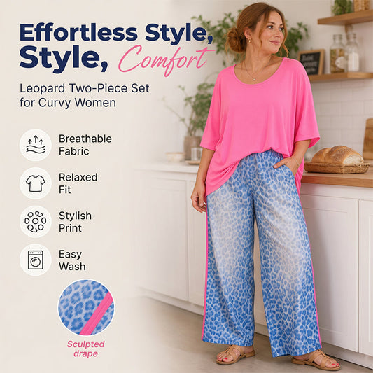 🌟Noutăți exclusive✨ Set compus din bluză largă pentru femei și pantaloni cu imprimeu leopard