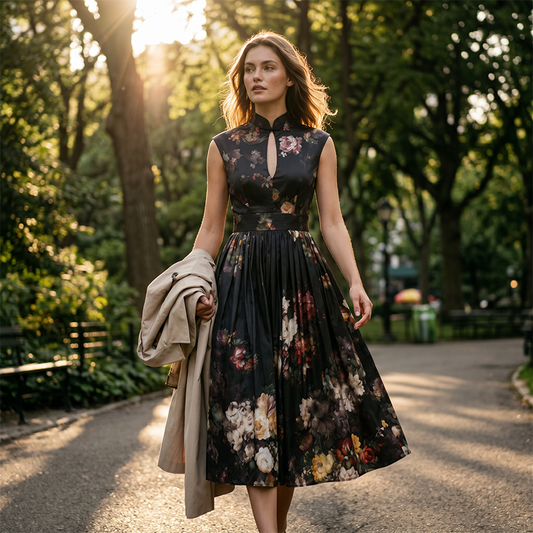 ⏳Reducere de 45% pentru timp limitat⏰Rochie elegantă fără mâneci, cu imprimeu floral, pentru femei🐦‍🔥👗