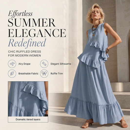 ✨😍Rochie Maxi Fără Mâneci cu Volane pentru Femei🧊