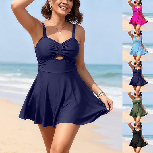 🌊👙 Costum de Baie tip Rochie pentru Femei, Croi A-line, cu Design Sexy Decupat.