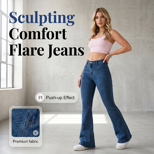💖 Jeans Flare Slim Fit cu Cusaturi Verticale Subtiatoare – Stretch Elastic, Silueta Alungita & Flatanta – Pentru Femeia care Stie sa Arate Impecabil ✨