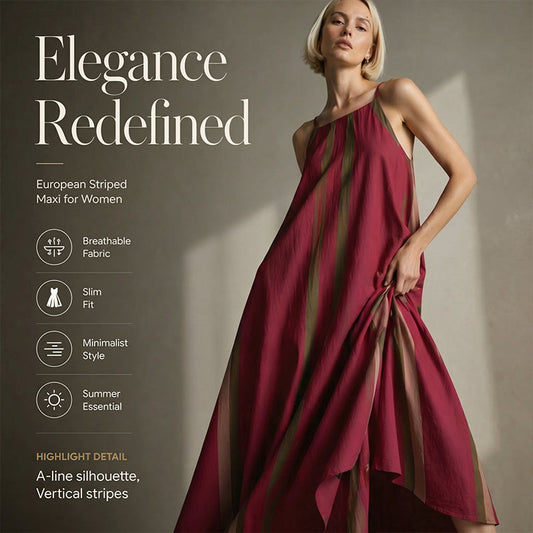 👗 Rochie Maxi de Vară cu Bretele – Elegantă, Feminină & Confortabilă – Dungi Verticale cu Efect de Zveltețe ✨