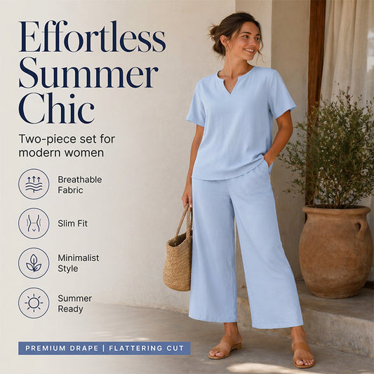 👚 Compleu Elegant Damă – Tricou V-Neck & Pantaloni Evazați, Siluetă Zveltă & Feminitate în 6 Culori Rafinate ✨