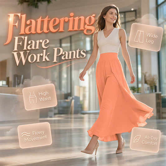 😍👇 Pantaloni Largi Fluizi cu Talie Inalta Elastica, Usor si Respirabil, Silueta Eleganta pentru Zi sau Vacanta 🧊✨