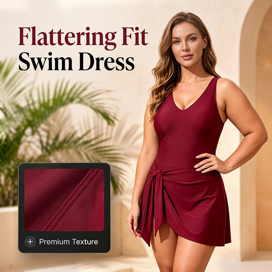 🌊✨ Rochie de Baie Elegantă pentru Mărimi Mari — Costum Întreg Texturat Premium pentru Plajă și Piscină 👙