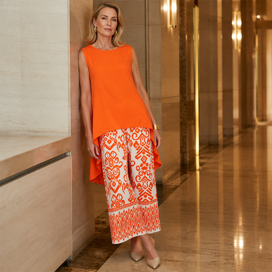 🌺✨ Set Femei Casual: Bluză Fără Mâneci Asimetrică + Pantaloni cu Picioare Largi – Ȟesătură Ușoară | 3 Culori | S-XL🌿