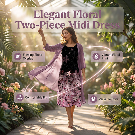 🌸✨ Set Rochie Florală din Două Piese cu Cardigan Vaporos – Eleganță Feminină în 6 Culori 🌿