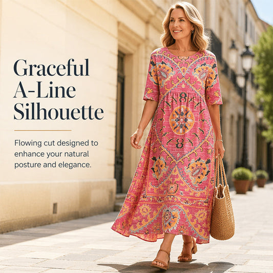 👗 Rochie de damă lejeră, cu imprimeu, croială largă