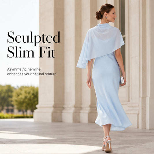 🌬️🧊Rochie elegantă pentru femei, set două piese cu pelerină✨