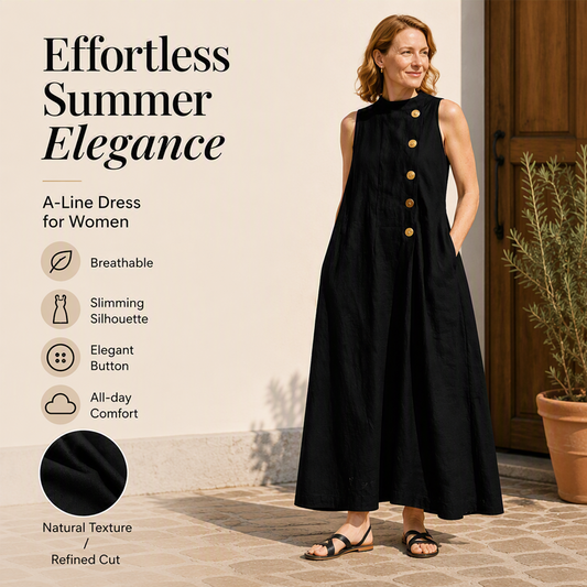 👗✨ Rochie maxi elegantă pentru femei, fără mâneci, cu nasturi – 6 culori, mărimi S–3XL 🌿