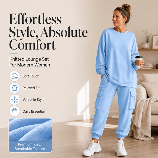 Trending Now👚👖 Set cu Top cu Guler Rotund și Pantaloni Cargo – Croială Relaxată și Buzunare Utilitare pentru un Stil Ușor de Purtat în Fiecare Zi