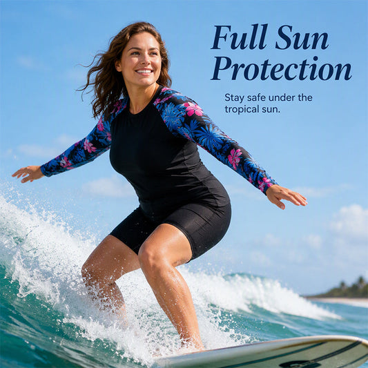 🏐✨ Costum de Baie cu Mâneci Lungi și Pantaloni Scurți — Protecție Solară, Elastic, Mărimi Mari, 7 Modele 🌊