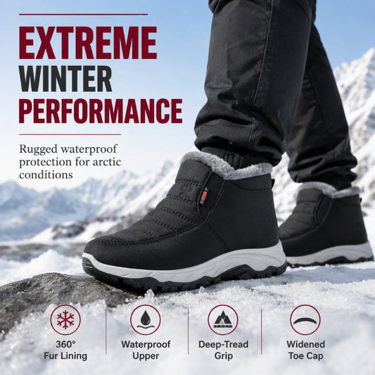 ❄️💪 Ghete de Iarnă Bărbătești Slip-On, Căptușeală 360° Plș, Impermeabile, Talpă Anti-Alunecare — Multiple Culori, EU36-46