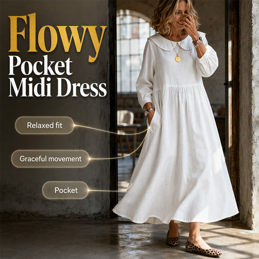 ✨ Confort Ușor pentru Fiecare Zi | Rochie Maxi pentru Femei, Mâneci Lungi, Lejeră, cu Buzunare