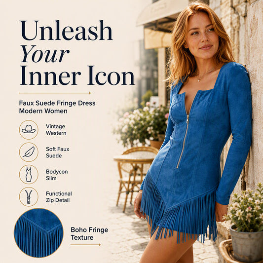 👗🥰 Rochie cu Franjuri din Piele Ecologică — Slim Fit, Stil Boho-Western, Culori Vibrante ✨