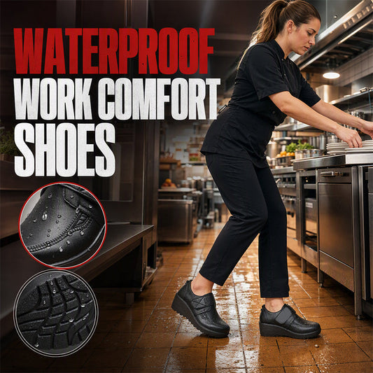 👟❤️ Pantofi de Lucru Impermeabili cu Talpă Antiderapantă, Scai Reglabil, Branț Moale cu Memorie — Negru, EU35-43 💪