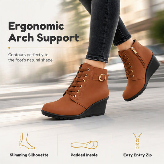 ❤️😍 Botine cu Toc Wedge — Suport Plantar Ergonomic, Branț Moale, Siluetă Zveltă ✨