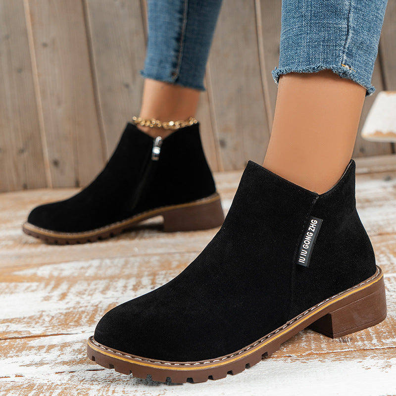 🌸Vente Flash -50%💖Bottines à talon bas avec fermeture éclair latérale pour femmes