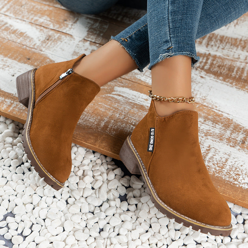 🌸Vente Flash -50%💖Bottines à talon bas avec fermeture éclair latérale pour femmes