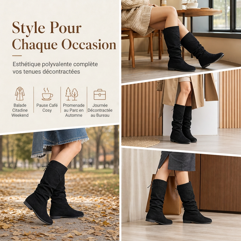 ⏳Liquidation totale⏳Bottes mi-mollet décontractées à lacets pour femmes