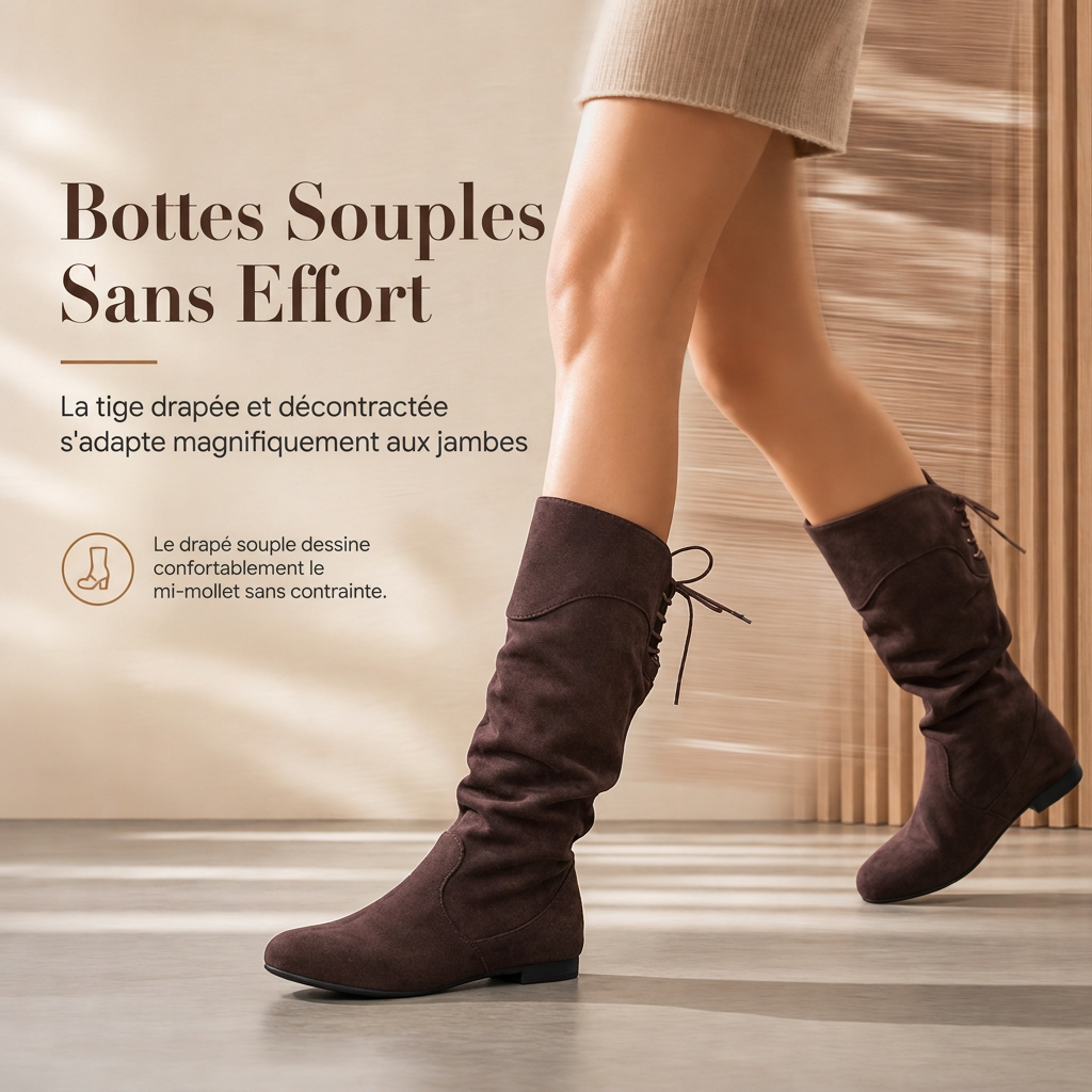 ⏳Liquidation totale⏳Bottes mi-mollet décontractées à lacets pour femmes
