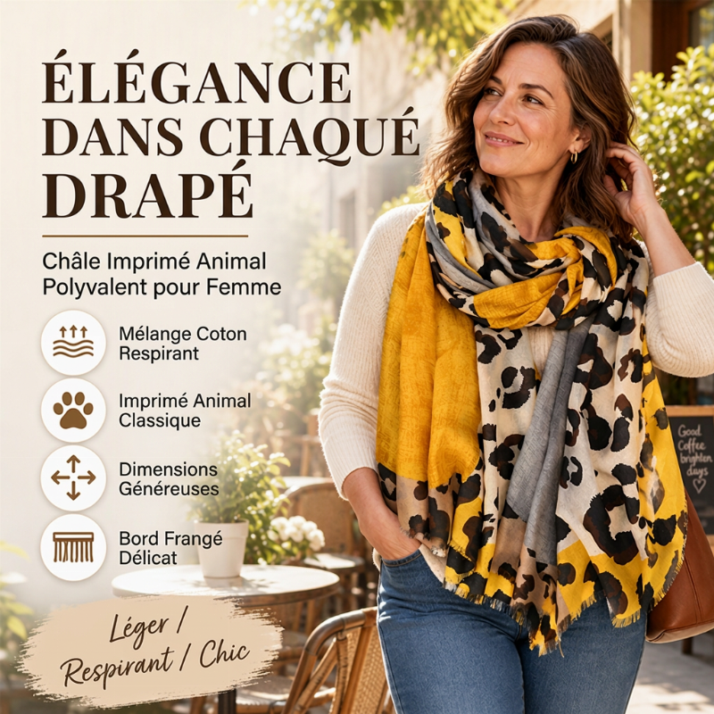 🔥 50% de réduction 🔥Foulard châle imprimé léopard polyvalent et léger