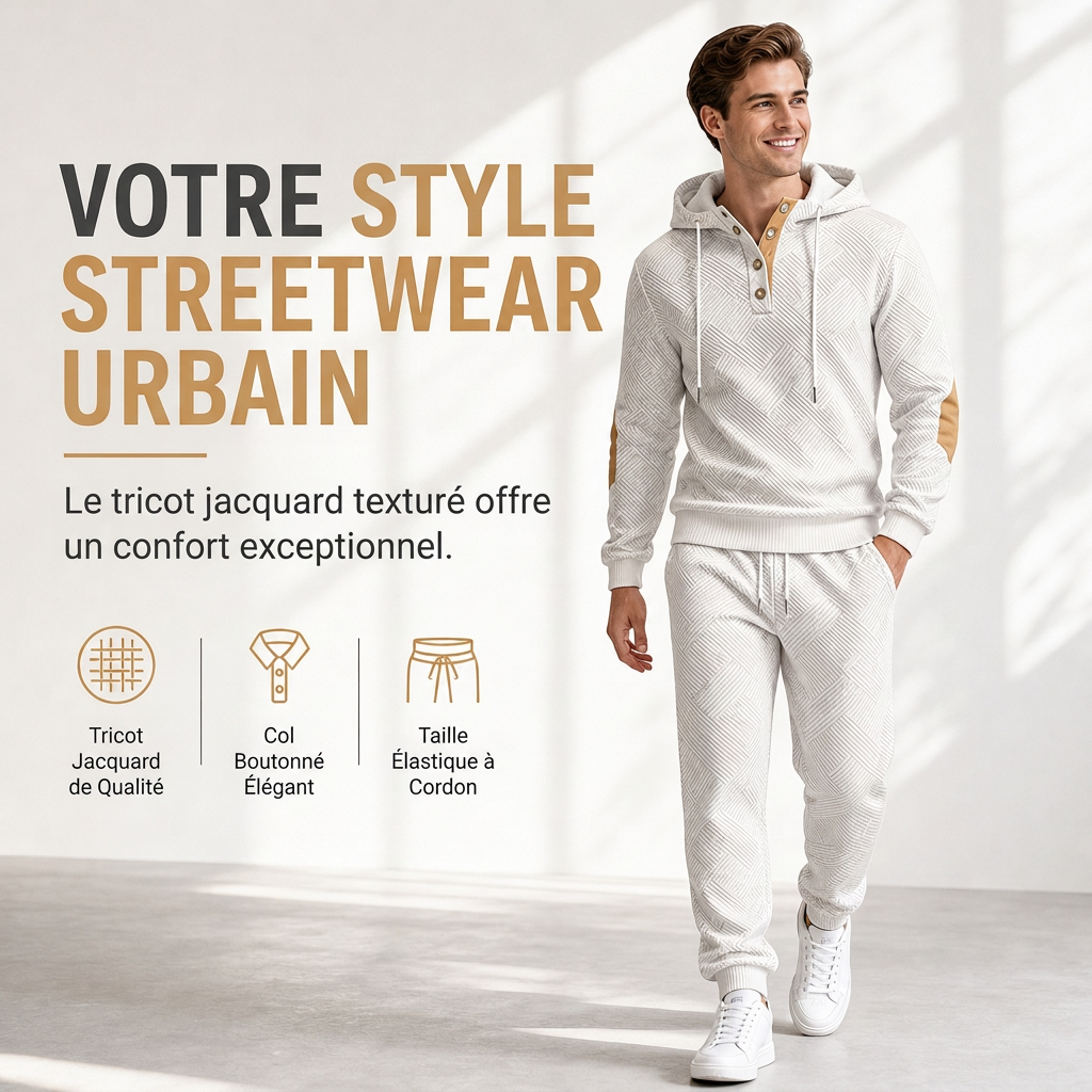 🍂 Ensemble homme 2 pièces avec sweat à capuche et pantalon – Style décontracté automne-hiver