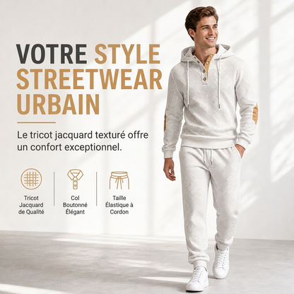 🍂 Ensemble homme 2 pièces avec sweat à capuche et pantalon – Style décontracté automne-hiver