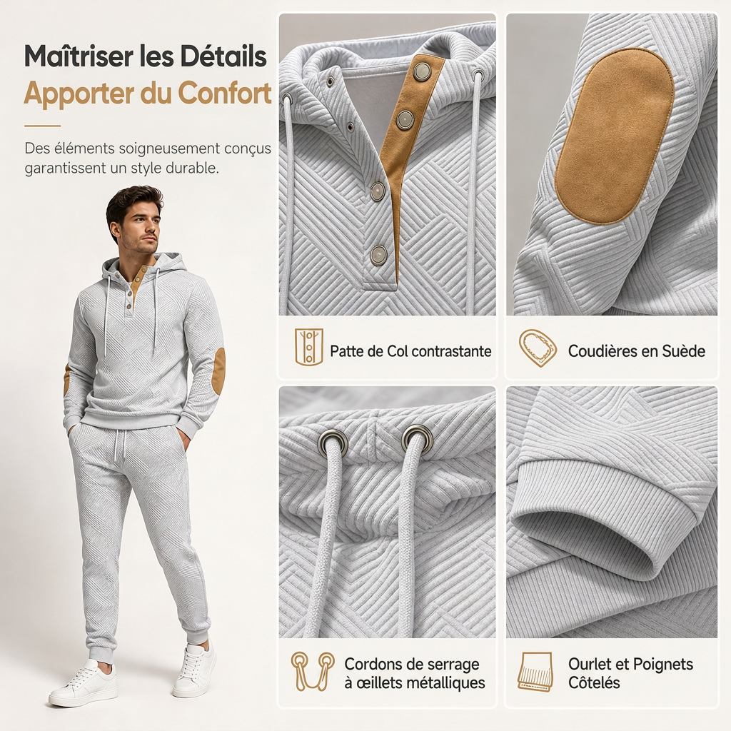 🍂 Ensemble homme 2 pièces avec sweat à capuche et pantalon – Style décontracté automne-hiver