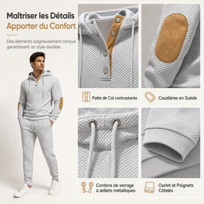 🍂 Ensemble homme 2 pièces avec sweat à capuche et pantalon – Style décontracté automne-hiver