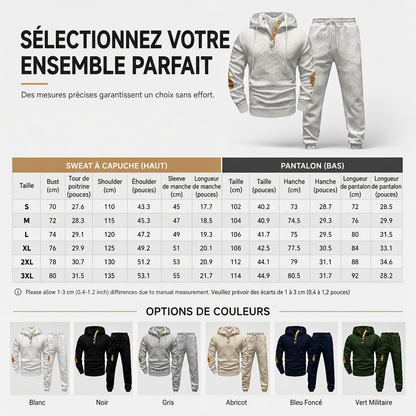 🍂 Ensemble homme 2 pièces avec sweat à capuche et pantalon – Style décontracté automne-hiver