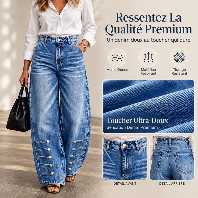 Jean élargi taille haute rétro pour femmes